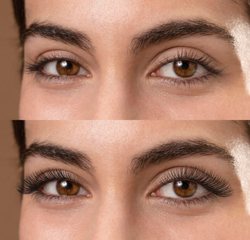 Antes y después de ponerte pestañas