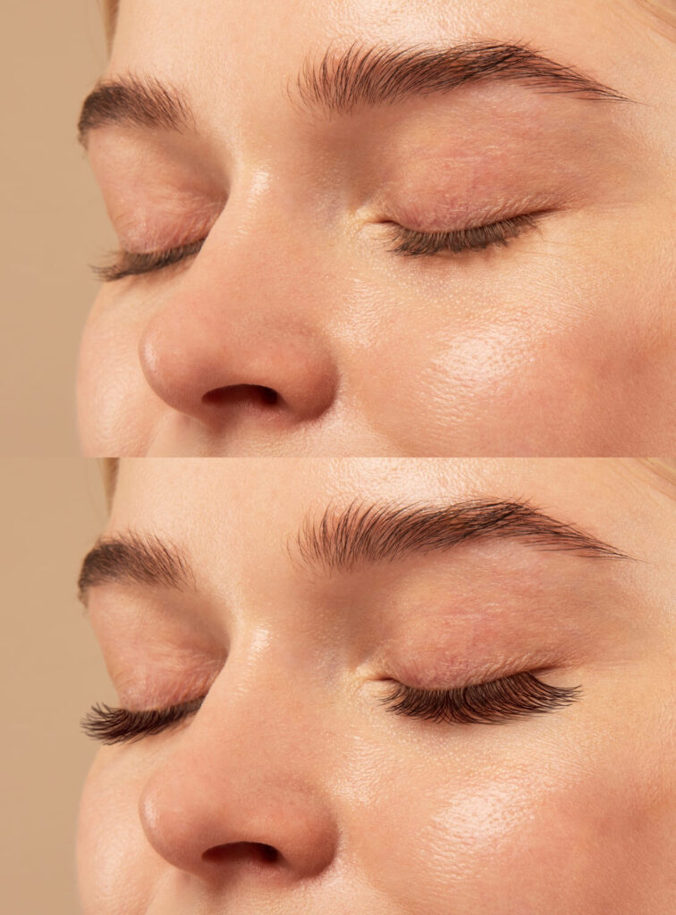 Antes y después de ponerte pestañas